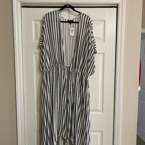TORRID BLACK & WHITE STRIPE DRAWSTRING KAFTAN